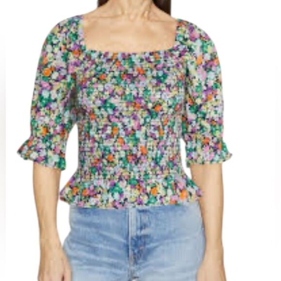 GAP Tops - GAP Multicolor Floral Smocked Blouse size medium